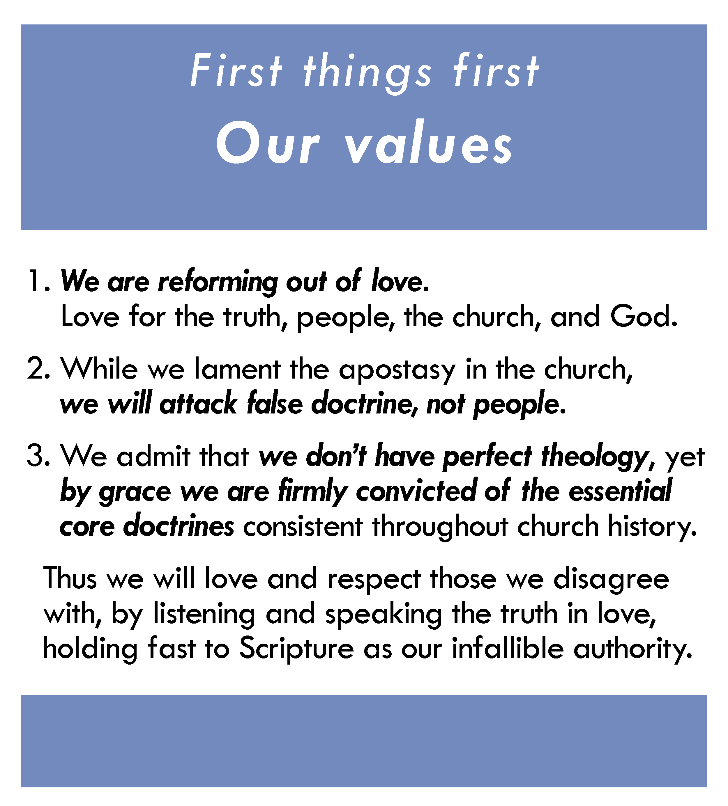 Handbook Values Page